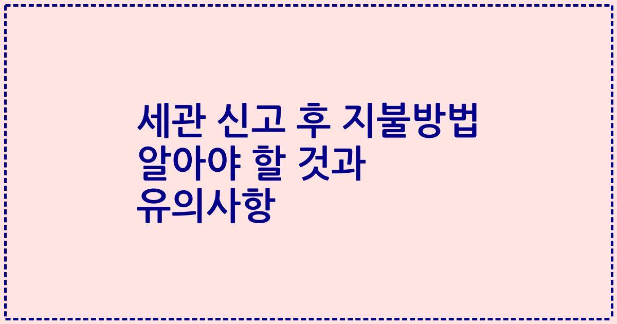 세관 신고 후 지불방법 알아야 할 것과 유의사항