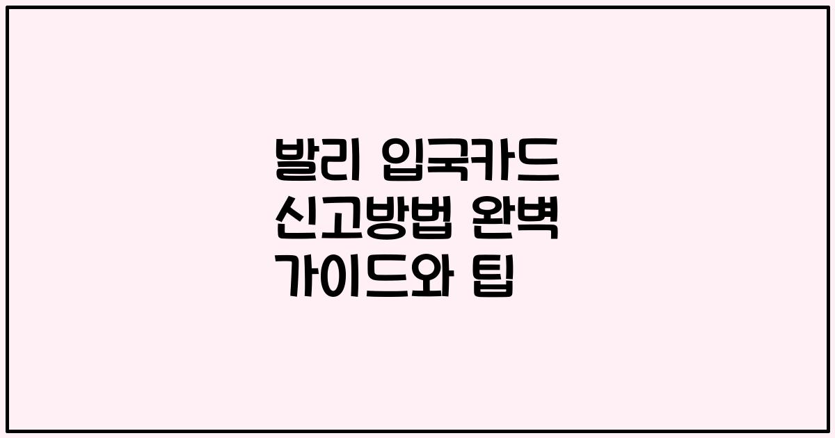 발리 입국카드 신고방법 완벽 가이드와 팁